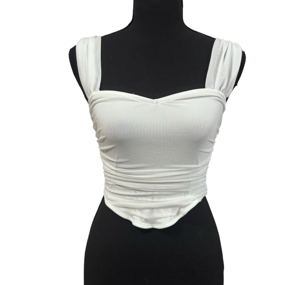 SHEIN women’s juniors white dressy cropped tank top size XS NWOT
